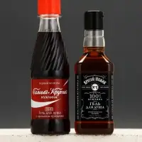 Набор "Живи на полную", гель для душа виски, гель для душа кола, мыло для рук и кружка