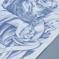 Татуировка на тело "Китайский воин с мечом - поединок" 18х11 см