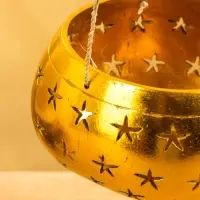 Подсвечник подвесной из кокоса, 14&times;14&times;10 см, золото