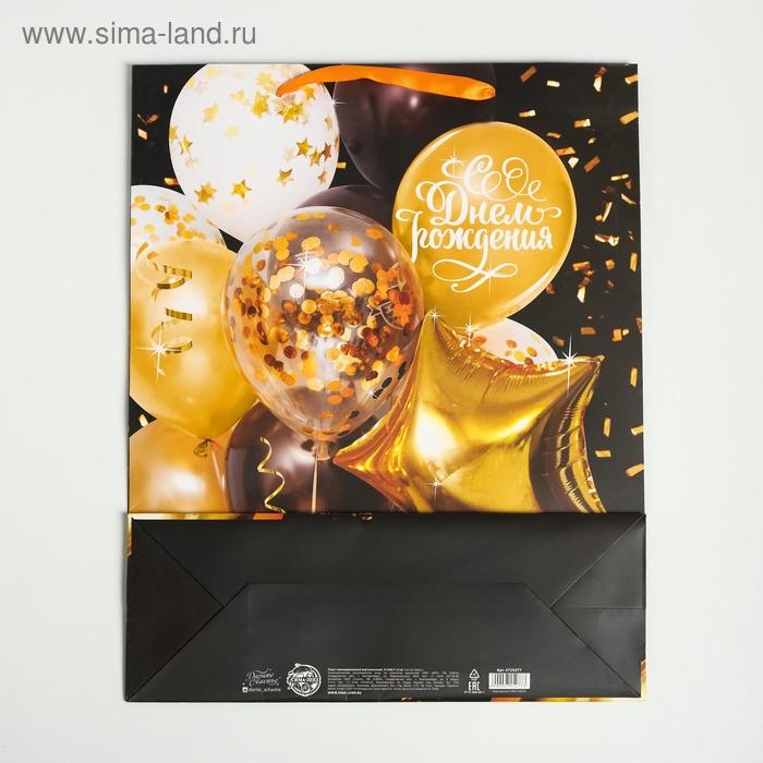 Пакет подарочный ламинированный вертикальный, упаковка, &laquo;С Днем Рождения&raquo;, L 31 х 40 х 11,5 см