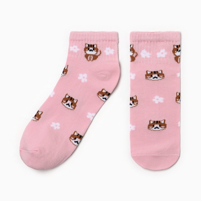 Носки женские "Котик", цвет розовый, р-р 23-25