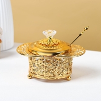 Сахарница &laquo;Крылья&raquo;, 200 мл, 16&times;10,5&times;11 см, с ложкой, цвет металла золотой