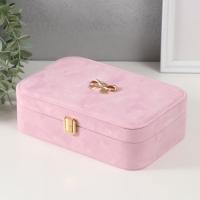 Шкатулка текстиль для украшений "Бант" нежно-розовый 22х14,5х7 см Шкатулка текстиль для украшений "Бант" нежно-розовый 22х14,5х7 см