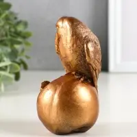 Фигура гипс "Птица на яблоке" высота 13 см, бронза