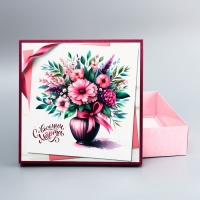 Коробка складная, крышка-дно, "Букет цветов", 30 х 30 х 8 см без окна Коробка складная, крышка-дно, "Букет цветов", 30 х 30 х 8 см без окна