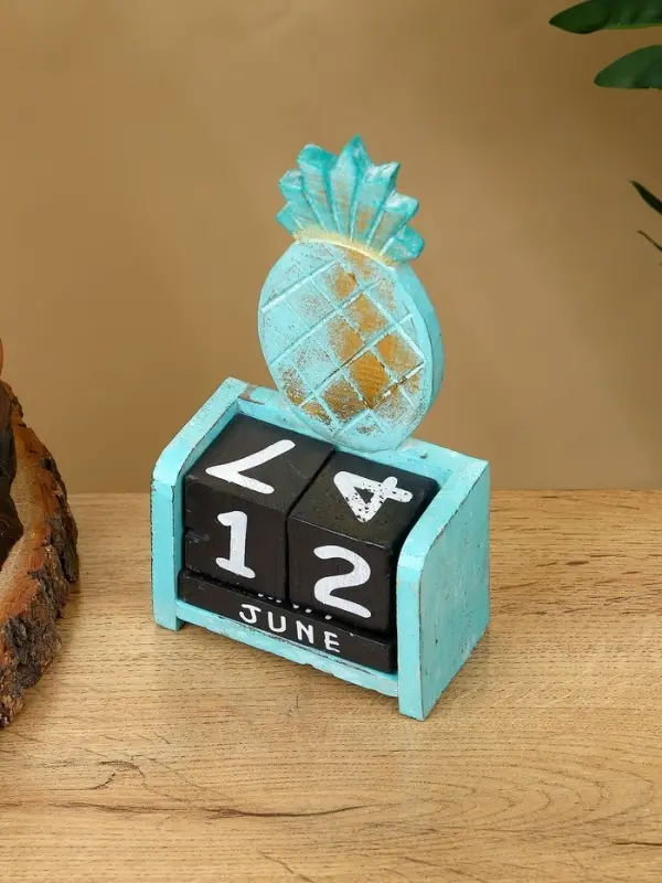 Календарь настольный "Ананас" дерево 11х5х16 см, цв. бирюзовый