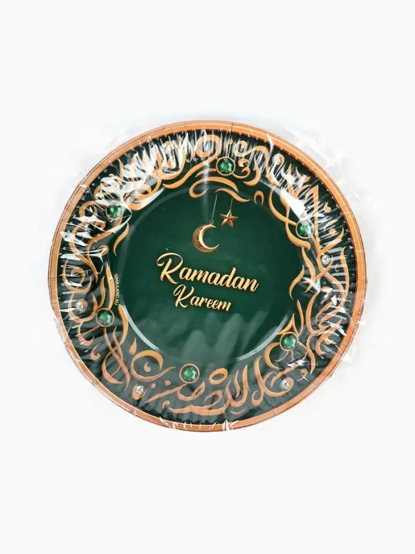 Тарелка одноразовая бумажная &laquo;Ramadan Kareem&raquo;, зелёная, 18 см