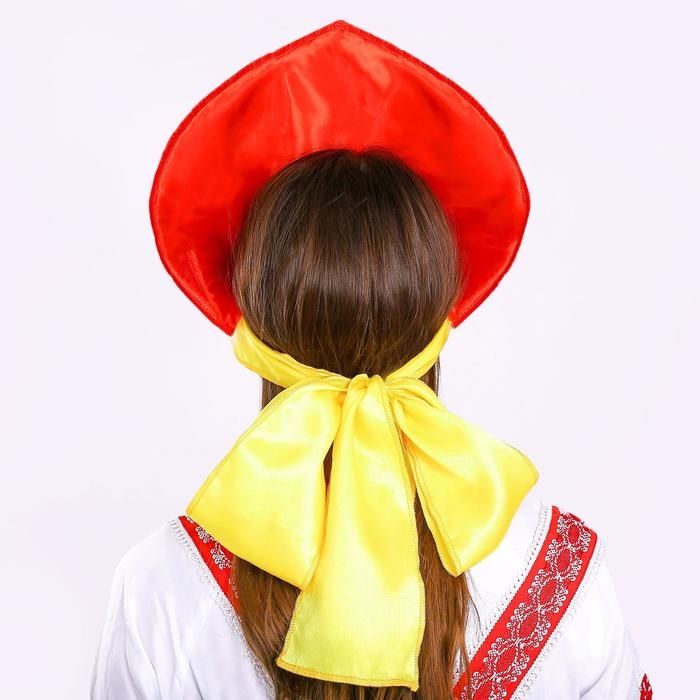 Кокошник &laquo;Гроздья рябины на красном&raquo;, атлас, поролон