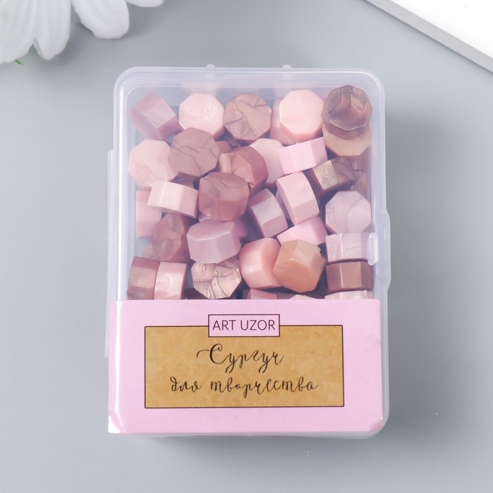 Сургуч в гранулах в коробочке Сургуч в гранулах в коробочке "Восьмигранник" розовый вечер 30 гр 2,4х5,5х7 см