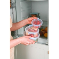 Контейнер пищевой RICCO, 600 мл, d=13,5 см, h=5,5 см, круглый, цвет прозрачный, голубой