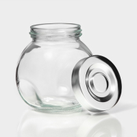 Банки стеклянные для хранения сыпучих продуктов &laquo;Блеск&raquo;, 200 мл, с пластмассовой крышкой, 4 шт