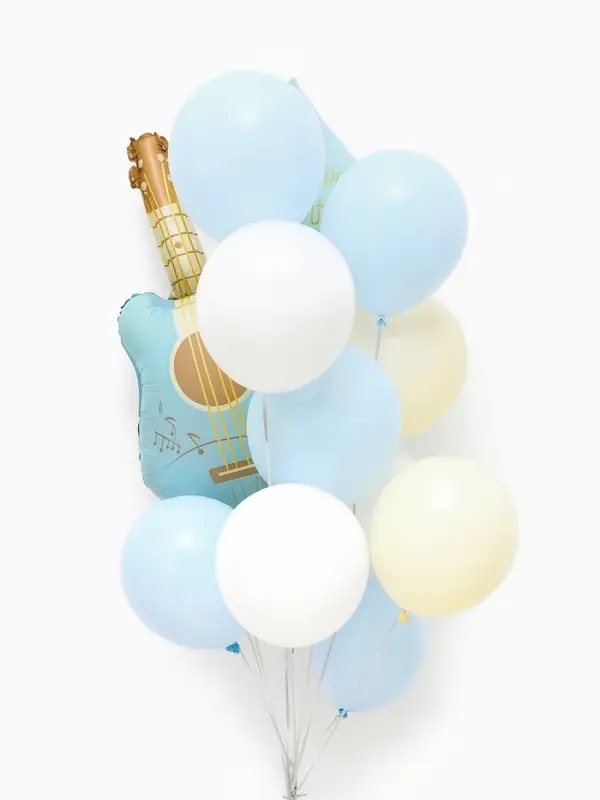 Воздушные шары "Голубая гитара" фольга, латекс, набор 12 штук