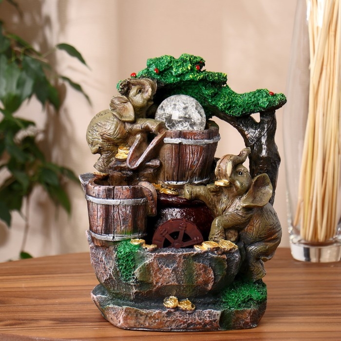 Фонтан настольный &laquo;Слоны с монетами&raquo;, 19&times;28 см, с подсветкой