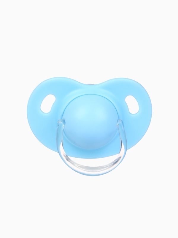 Соска-пустышка ортодонтическая, силикон, от 6 мес., с колпачком, цвет голубой микс