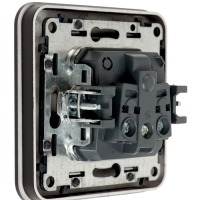 Розетка одноместная, серия "Circular", 16 А, скрытая, с з/к, черная Розетка одноместная, серия "Circular", 16 А, скрытая, с з/к, черная