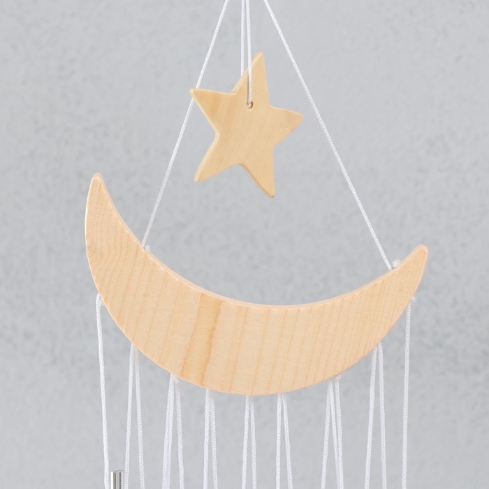 Музыка ветра дерево, металл "Месяц со звездой" 9 трубочек 54х13 см