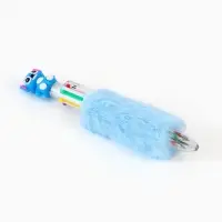 Ручка многоцветная 6 цветов пушистая Стич , синяя