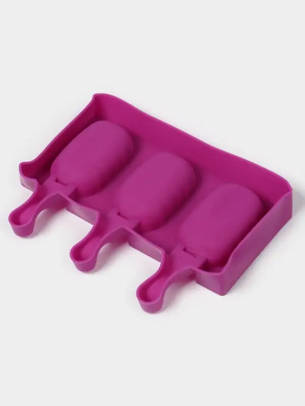 Форма для мороженого &laquo;Эскимо волна&raquo;, силикон, 19.4&times;13 см, 3 ячейки (7&times;4 см), МИКС