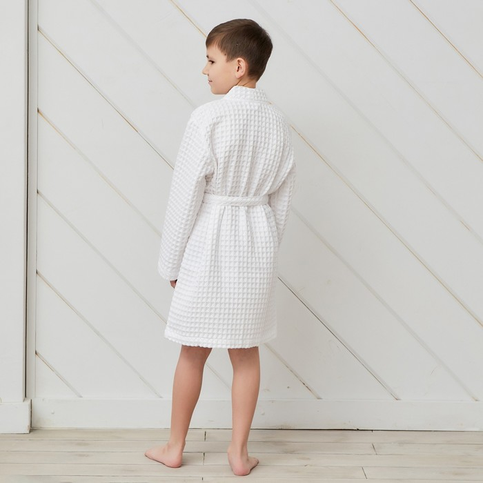 Халат вафельный детский Крошка Я "Boho" размер 32 (110-116 см) цвет белый, 100% хлопок 290 г/м2