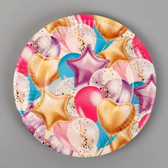 Тарелка одноразовая бумажная &laquo;Шары&raquo;
