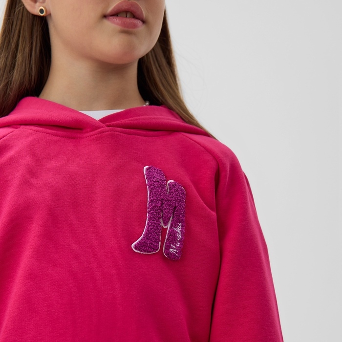 Толстовка (худи) детская MINAKU: Exclusive print, цвет фуксия, рост 146 см
