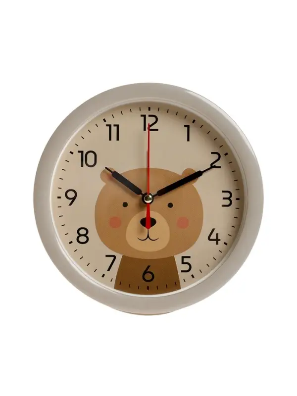 Будильник "Медвежонок", плавный ход, d=15см, бежевый
