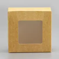 Коробка складная, с окном, крафт, 11.5&times;11.5&times;4 см