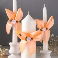 Свечи свадебные "Пышный" набор 3 шт (16 см + 2 шт по 18 см), абрикосовый