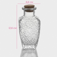 Банка стеклянная для хранения сыпучих продуктов Доляна &laquo;Парфе. Узор&raquo;, 170 мл, 6,6&times;12,6 см, с пробковой крышкой