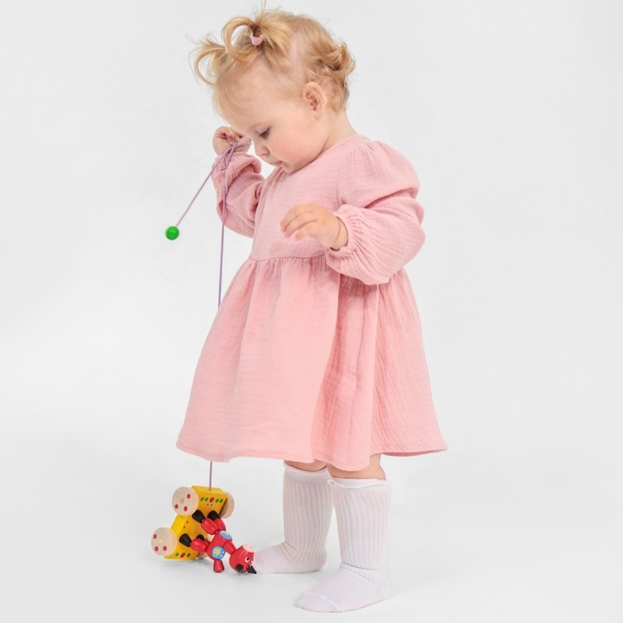 Платье с воротничком Крошка Я Муслин, 86-92, пудровый