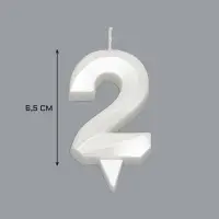 Свеча в торт &laquo;Грань&raquo;, цифра 2, жемчужный, 6.5 см