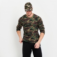 Лонгслив мужской, цвет зелёный камуфляж/пятна МИКС, размер 54