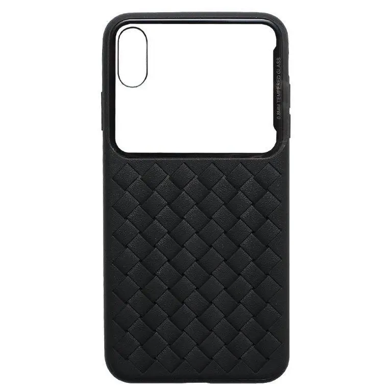 Чехол IPh XS Max Baseus TPU Glass & Weaving Aurora черный