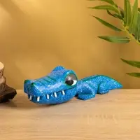 Шкатулка "Крокодильчик" 25х8х7 см, дерево, цв. синий