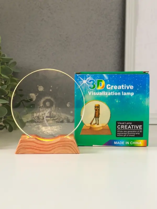 Сувенир стекло свет "Диск.Космическая станция" 5хLED d=10 см, USB 10х4х11,4 см