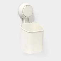 Стакан для зубных щёток на вакуумной присоске, пластик, 9&times;7,7&times;19 см, белый