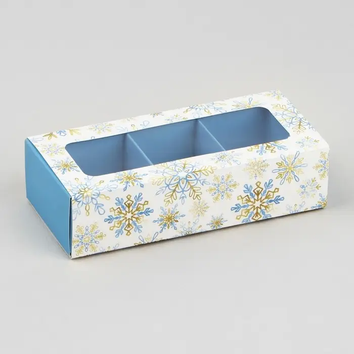 Коробка под 3 конфеты с ячейками &laquo;Золото в Новом году&raquo;, 13.3 х 3.3 х 5.8 см