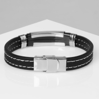 Браслет унисекс «Стиль», цвет чёрный с серебром, d=6,5 см Браслет унисекс «Стиль», цвет чёрный с серебром, d=6,5 см