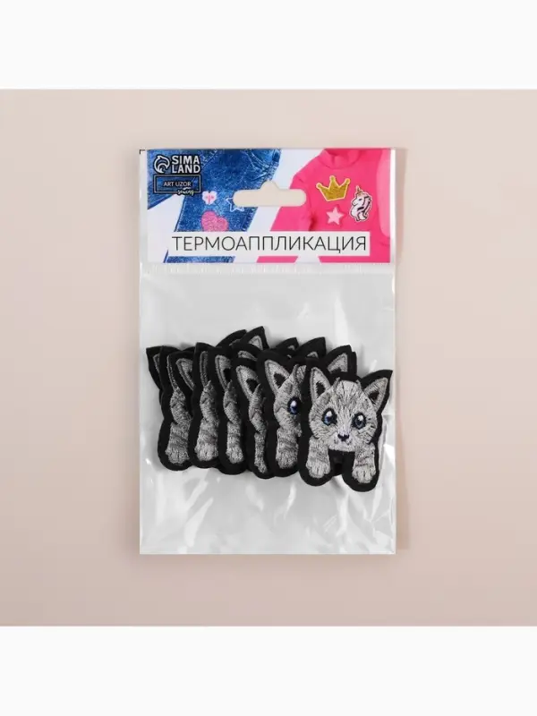 Термоаппликация &laquo;Котёнок с лапками&raquo;, 4&times;3.3 см, серая