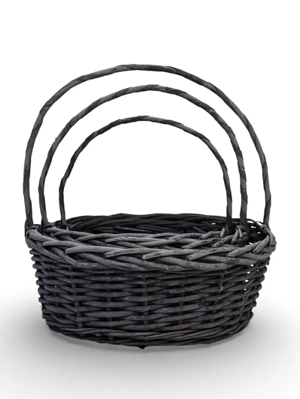 Набор корзин 3 шт ИВА 36x36x14 30x30x12 25x25x11 см ПЛЕТ ручка h=23/20/17 см