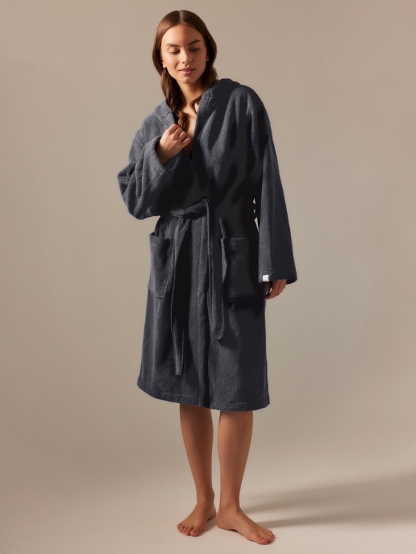 Халат махровый с капюшоном женский SL HOME: Basic "Гри Сандре", р-р XL, 100% хл, 420 г/м2