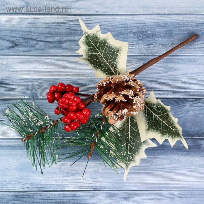 Декор Декор "Зимние грезы" калина красная шишка в снегу 20 см