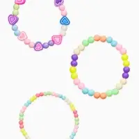 Браслет детский &laquo;Выбражулька&raquo;, 3 шт. набор, бусины, сердце, цветной