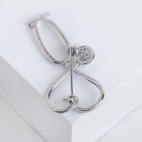 Брошь &laquo;Стетоскоп&raquo; сердце, цвет синий в серебре