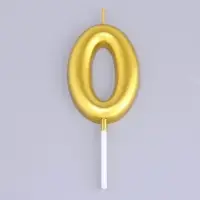 Свеча в торт &laquo;Европейская&raquo;, цифра 0, 6 см, золото