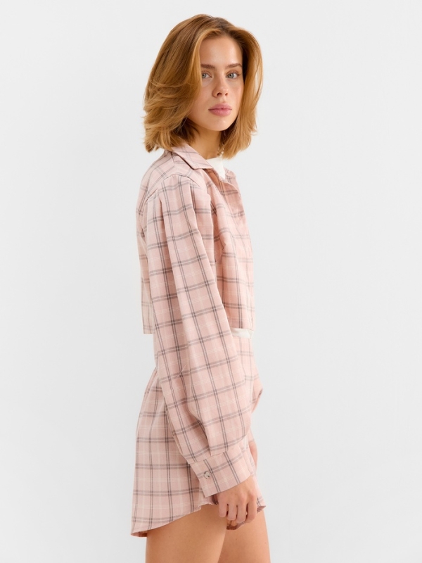 Комплект женский (блузка, шорты) MINAKU: Casual Collection цвет розовый клетка, размер 44