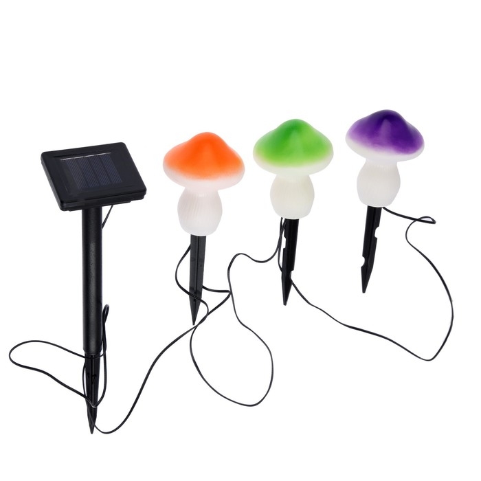 Садовый светильник на солнечной батарее &laquo;Грибы&raquo;, 21 см, 3 LED, свечение тёплое белое
