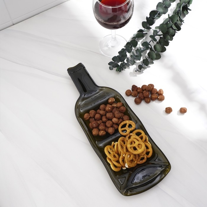 Менажница из бутылки &laquo;Селена&raquo;, 30&times;15&times;2 см, с двумя отделениями