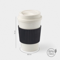 Стакан для кофе с крышкой WeatFiber, 350 мл, 8,8&times;14 см, пластик, многоразовый, белый/черный