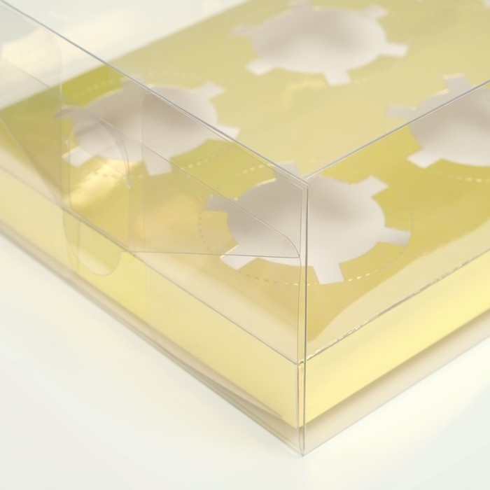 Коробка на 6 капкейков, золото, 26,8 &times; 18,2 &times; 10 см